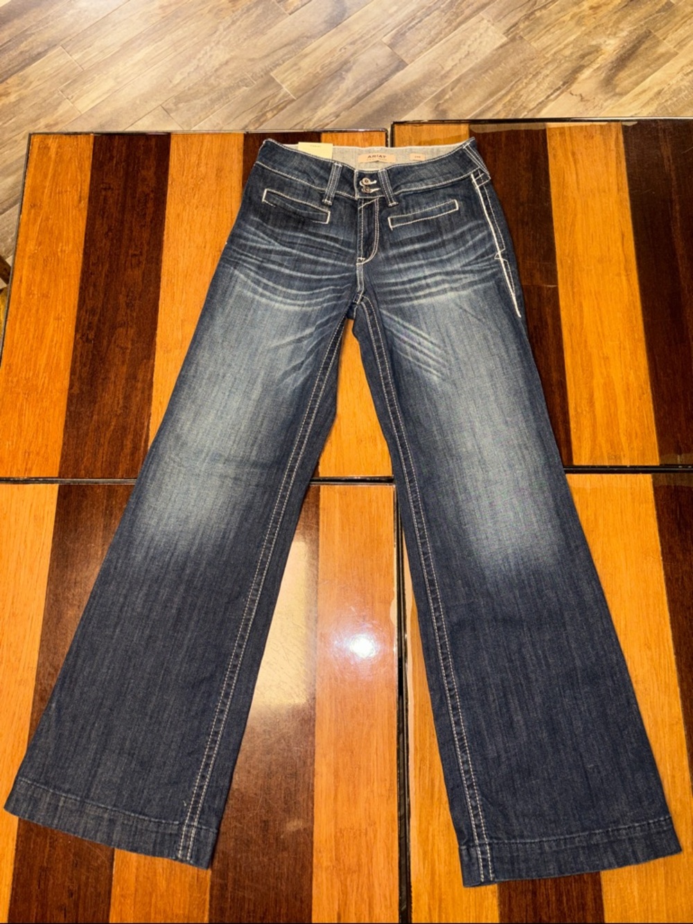 Ariat Faded Blue Wide-Leg Denim Jeans